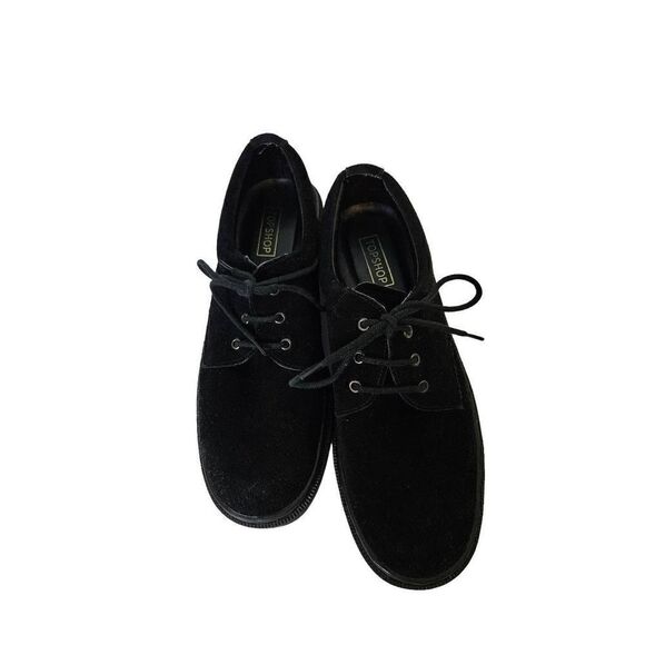 Topshop black suede tie up oxford/derby shoes. Size 40. - Picture 2 of 6